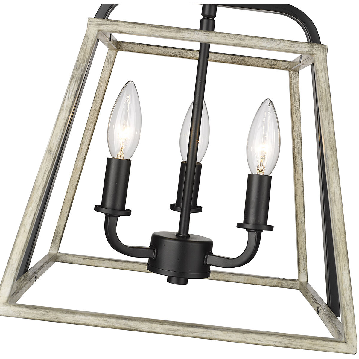 Bonnie 3 Light 11.25 inch Matte Black Grey Wood Indoor Semi-Flush Ceiling Light